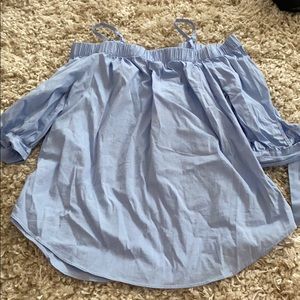 blue off the shoulder dressy tanks